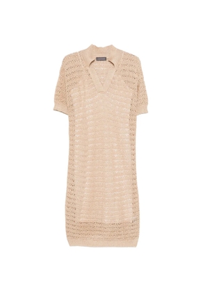 Lorena Antoniazzi V-neck open-knit dress - Neutrals