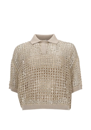 Brunello Cucinelli sequin-embellished polo shirt - Neutrals