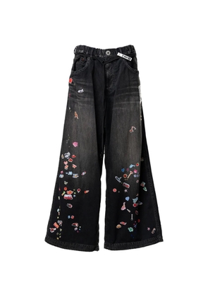 Maison MIHARA YASUHIRO sticker printed wide-leg jeans - Black
