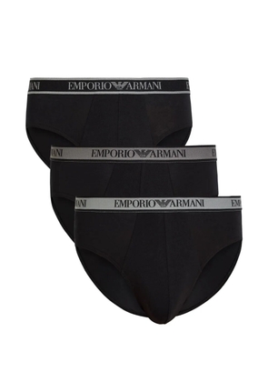 Emporio Armani logo-waistband briefs (set of three) - Black