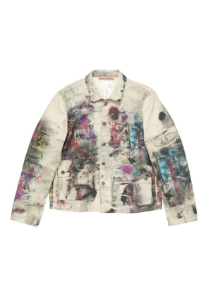Acne Studios paint-splattered denim jacket - Neutrals