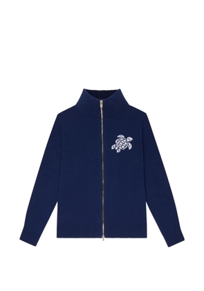Vilebrequin logo-jacquard zip-up cardigan - Blue