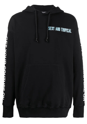 Versace Jeans Couture slogan drawstring hoodie - Black