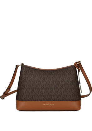 Michael Michael Kors logo charm monogram cross body bag - Brown