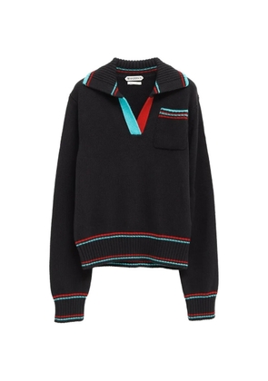 JW Anderson V-neck striped-detail polo shirt - Black