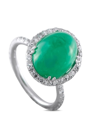 LB Exclusive diamond and emerald cocktail ring - Silver