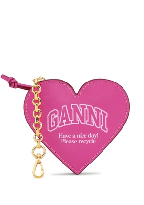 GANNI Funny Heart logo-print purse - Pink