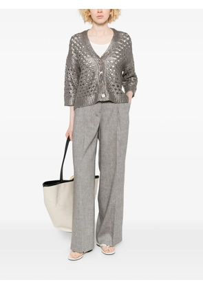 Peserico button crochet cardigan - Silver