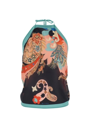 ETRO paisley knot-fastening halterneck top - Black