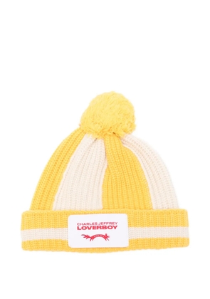Charles Jeffrey Loverboy striped pompom beanie hat - Yellow