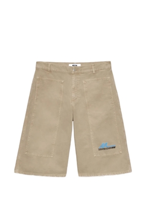 MSGM graphic-detail denim shorts - Neutrals