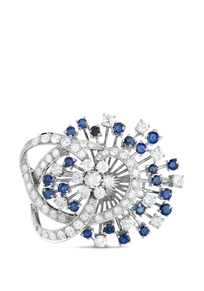 LB Exclusive fan-shaped diamond and sapphires brooch - Silver