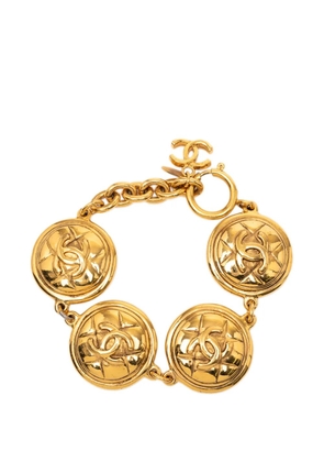 CHANEL Pre-Owned 20th Century Gold Plated CC Quilted Medallion Bracelet costume bracelet