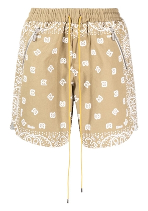 RHUDE bandana-print cotton shorts - Brown