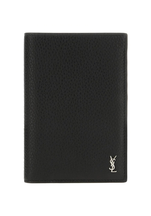 Saint Laurent Cassandre logo-detail leather wallet - Black