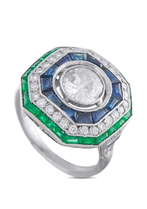 LB Exclusive diamond sapphire emerald ring - Silver