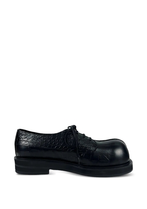 NO IDEA crocodile texture lace-up loafers - Black