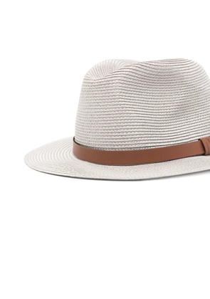 Emporio Armani brim-belt fedora hat - Grey