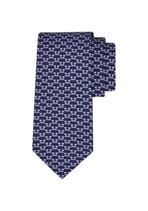 Ferragamo Terrier print silk tie - Blue