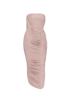Alex Perry gathered strapless midi dress - Pink
