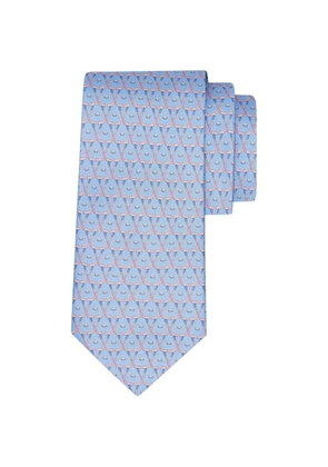 Ferragamo hockey print silk tie - Blue