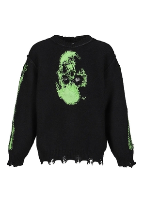 Doublet skull-embellished frayed-edges sweater - Black
