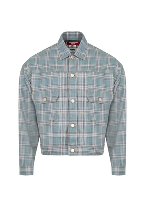 Junya Watanabe MAN check-patterned shirt jacket - Blue