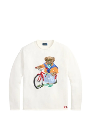 Polo Ralph Lauren bear graphic knitted sweater - White
