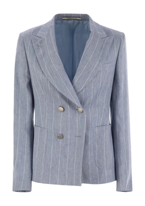 Tagliatore double-breasted striped-pattern blazer - Blue