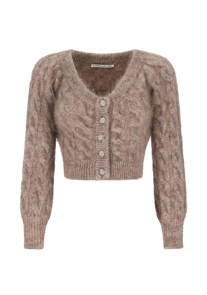 Alessandra Rich sequin cable-knit cardigan - Neutrals