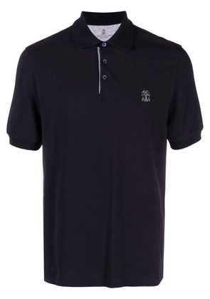 Brunello Cucinelli logo-print piqué polo shirt - Blue