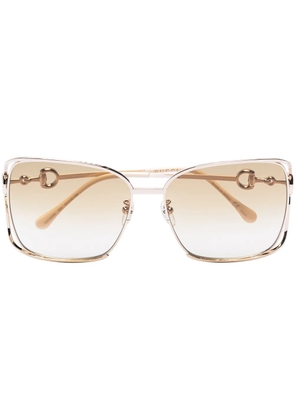 Gucci Eyewear Horsebit oversize-frame sunglasses - Gold