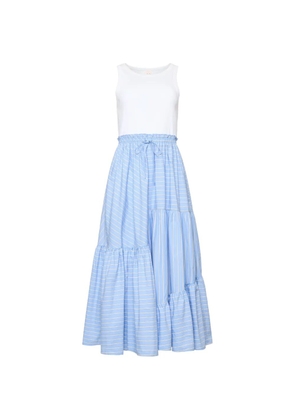 Cinq A Sept Robyn striped ruffled midi dress - Blue