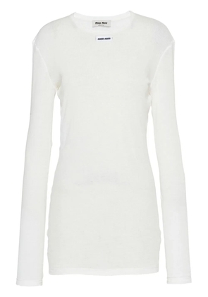 Miu Miu logo-patch ribbed jersey dress - White