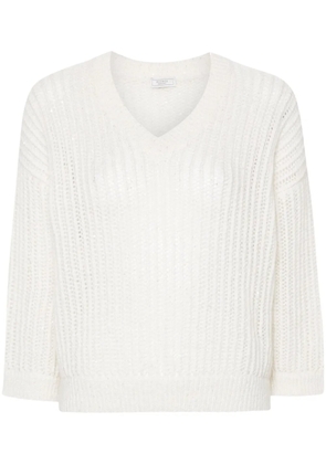 Peserico crew-neck sequinned sweater - White