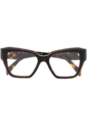 Prada Eyewear logo-plaque glasses - Brown