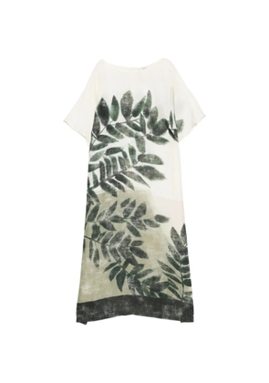 Marina Rinaldi leaf-print midi dress - Neutrals