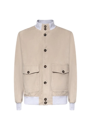 Eleventy buttonned leather jacket - Neutrals