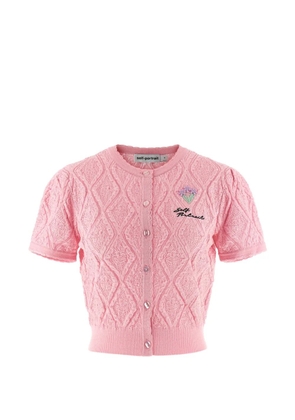 Self-Portrait pointelle knit top - Pink