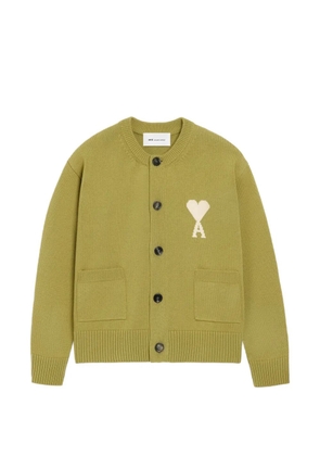 AMI Paris Ami de Coeur intarsia-logo cardigan - Green