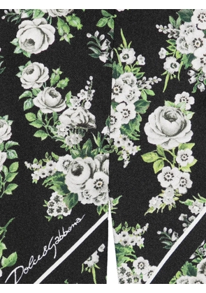 Dolce & Gabbana 6X100 small flower bouquet-print silk twill bandeau - Black