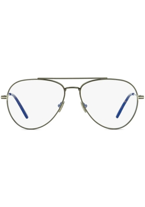 TOM FORD Eyewear Blue Block pilot-frame glasses - Silver