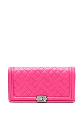 CHANEL Pre-Owned 2014 Quilted Lambskin Boy Flap clutch bag - Pink