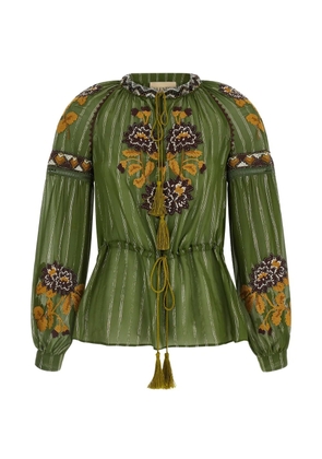 Valentino Garavani embroidered tassel silk blouse - Green
