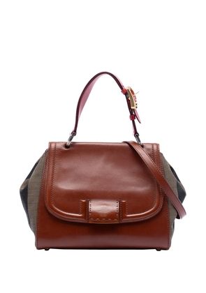 Fendi Pre-Owned 2010-2025 Leather and Pequin Canvas Silvana satchel - Brown