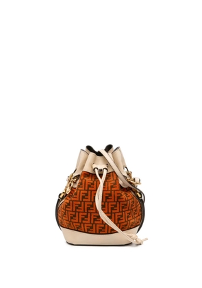 Fendi Pre-Owned 2010-2026 Mini Zucca Suede Mon Tresor Bucket Bag satchel - Orange