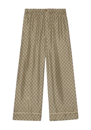 Gucci GG Supreme silk pallazzo trousers - Brown