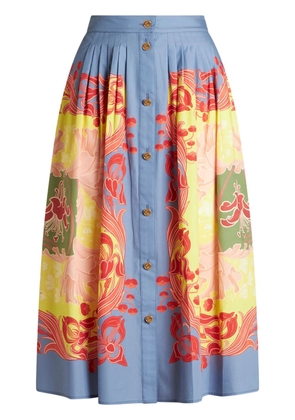 ETRO pleated button-down midi skirt - Blue