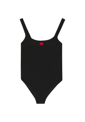 HUGO ribbed square neck swimsuit - Black