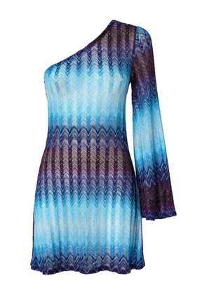 Missoni patterned one-shoulder mini dress - Blue